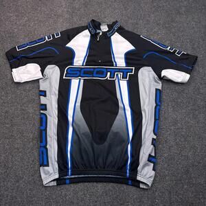 Zerie Scott Cycling Jersey Mens Size XL Black White Blue 1/4 Zip Shirt